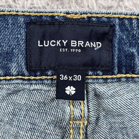 Lucky Brand Jeans Mens 36x30 410 Athletic Straight Blue Mid Rise Denim - Picture 4 of 10